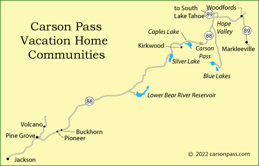 map of Carson Pass vacation home communities