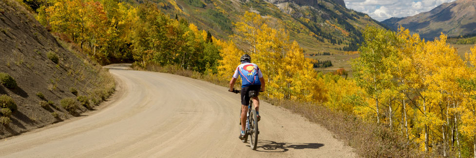 Cyclist on mountain road