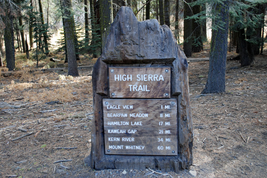 trailhead for High Sierra Trail, Sequoia National Park, CA