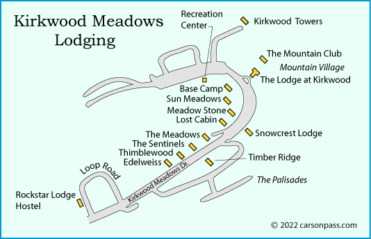 map of lodging in Kirkwood Meadows