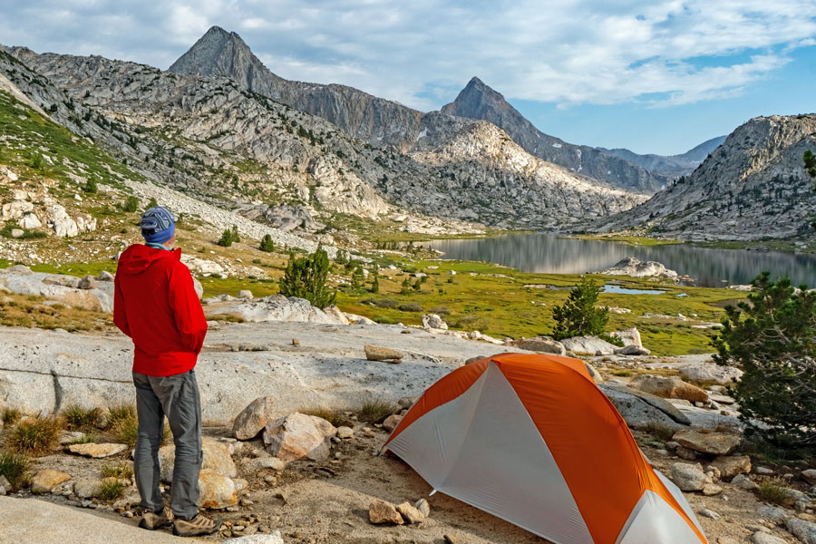 camping at Evolution Lake in Kings Canyon National Park, CA